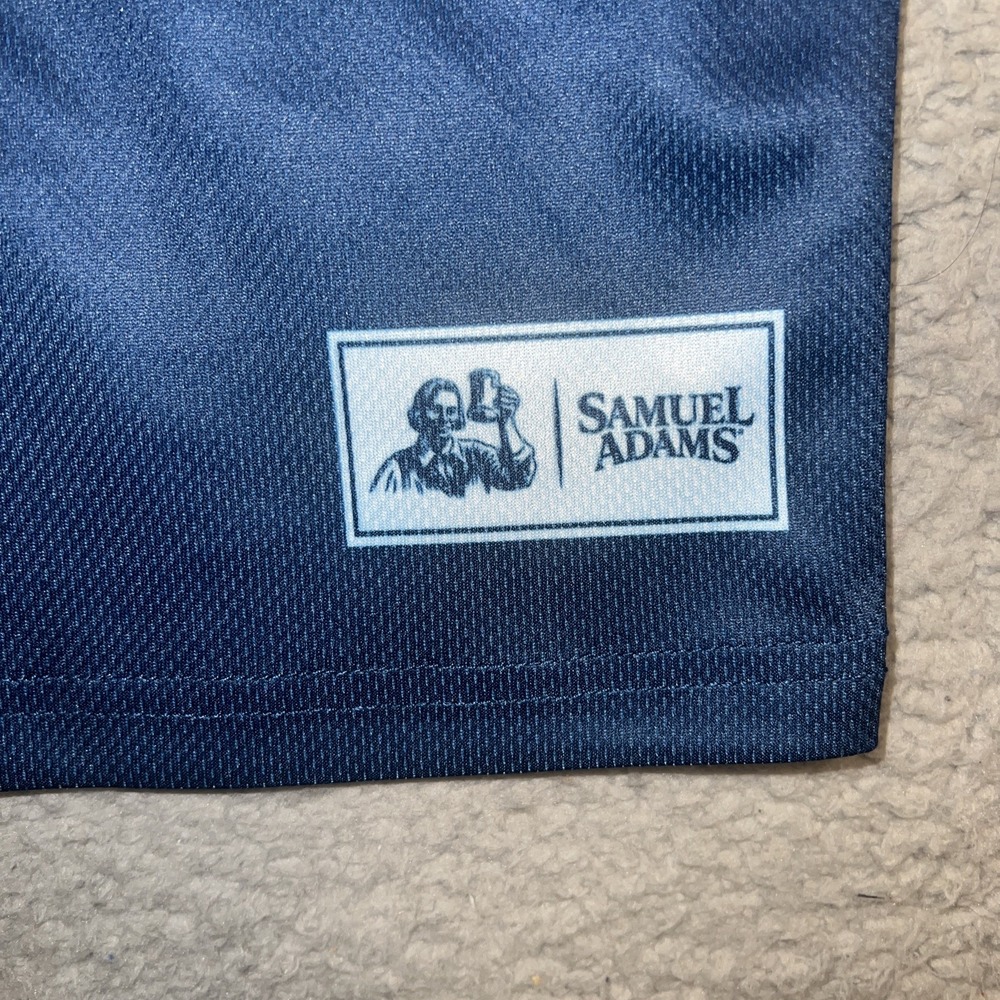 Official Samuel Adams Jersey Men's Sz L Blue #84 V Neck Boston Beer Football Tee - Picture 5 of 10